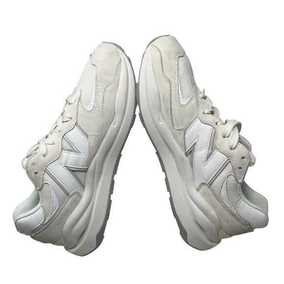 New Balance 57/40 White Suede Chunky Retro Casual Lifestyle Sneakers - Picture 8 of 13